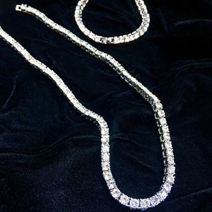 FULL DIAMONDS CZ 18K GOLD CHAIN & BRACELET ITALY